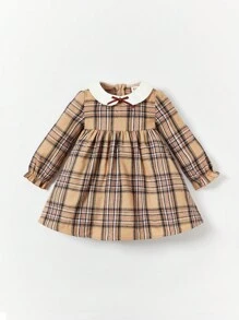 Cozy Pixies Baby Mädchen kariertes Kleid mit Schleife, Jacke & Hut, für Weihnachten