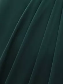 SHEIN Clasi One Shoulder Batwing Sleeve Wrap Hem Dress - Dark Green - View 4