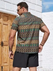 Manfinity Homme Đàn ông cộng In Địa lý Áo sơ mi & Quần short - Nhiều màu - Xem 2