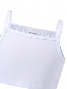 SHEIN 小女童素色吊帶上衣和鐳射襯衫和短褲