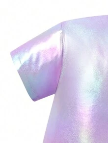 SHEIN 小女童素色吊帶上衣和鐳射襯衫和短褲