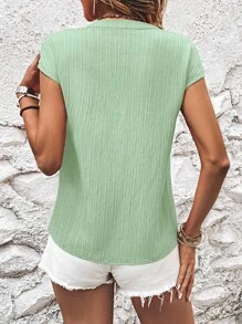 SHEIN LUNE 缺口領蝙蝠袖襯衫 - 薄荷綠 - 查看 2