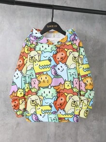 SHEIN Tween Boy 休閒連帽印花針織衫 - 彩色 - 查看 1