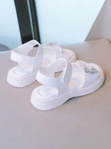 Girls Bow & Leaf Decor Comfortable Fashion Ankle Strap Sandals For Summer - White - View 2