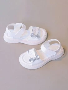 Girls Bow & Leaf Decor Comfortable Fashion Ankle Strap Sandals For Summer - White - View 3
