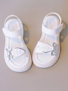 Girls Bow & Leaf Decor Comfortable Fashion Ankle Strap Sandals For Summer - White - View 4