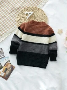 SHEIN Chàng trai trẻ Khối màu Đồ đan Ribbed Áo len - Nhiều màu - Xem 2