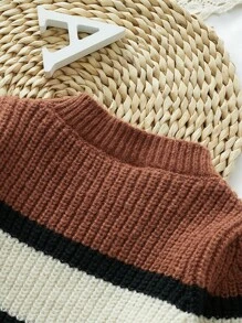 SHEIN Chàng trai trẻ Khối màu Đồ đan Ribbed Áo len - Nhiều màu - Xem 6