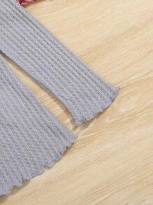 SHEIN Young Girl 3pcs Ruffle Trim Ribbed Knit Tee - Multicolor - View 4