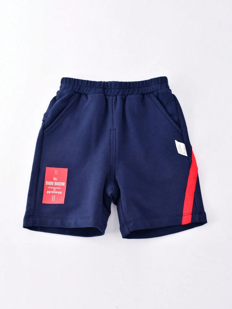 Baby Girl Letter Graphic Patched Detail Track Shorts