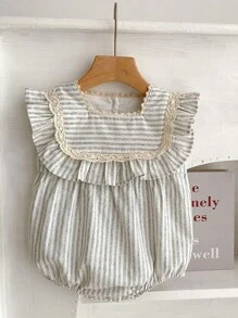 Hàn Quốc Mùa hè Không tay Lỏng lẻo Kẻ sọc Áo liền quần chặt Đối với Trẻ sơ sinh - Nhiều màu - Xem 1