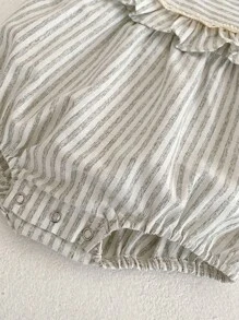 Hàn Quốc Mùa hè Không tay Lỏng lẻo Kẻ sọc Áo liền quần chặt Đối với Trẻ sơ sinh - Nhiều màu - Xem 4