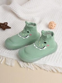 男嬰隨機卡通圖案高幫可愛襪型運動鞋適用於室內 - 綠色 - 查看 2
