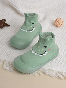 男嬰隨機卡通圖案高幫可愛襪型運動鞋適用於室內 - 綠色 - 查看 3
