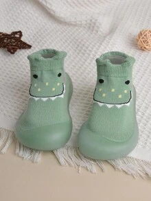 男嬰隨機卡通圖案高幫可愛襪型運動鞋適用於室內 - 綠色 - 查看 4