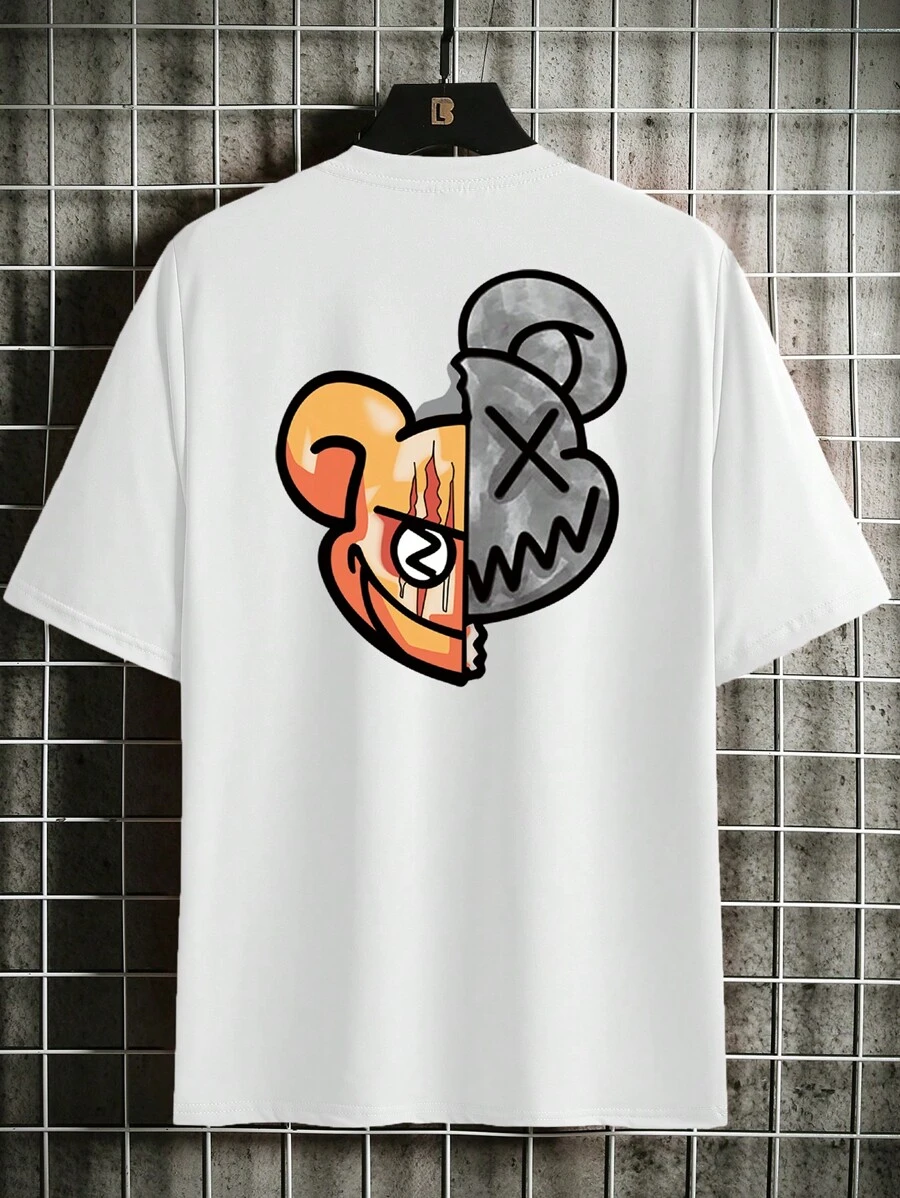 Manfinity Nam Đồ họa Hoạt hình Áo thun - trắng - Xem 1