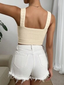 Chiquease unicolor Tank crop Top de punto - Albaricoque - Ver 2