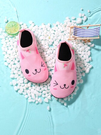 Girls Rabbit Pattern Slip On Aqua Socks For Beach