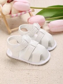 White Soft Sole Closed Toe Sandals For Baby Boys, Summer - White - View 1