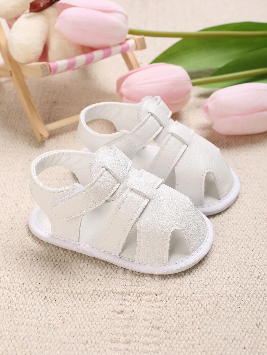 White Soft Sole Closed Toe Sandals For Baby Boys, Summer - White - View 1