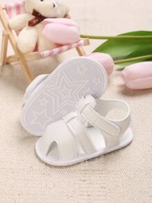 White Soft Sole Closed Toe Sandals For Baby Boys, Summer - White - View 2
