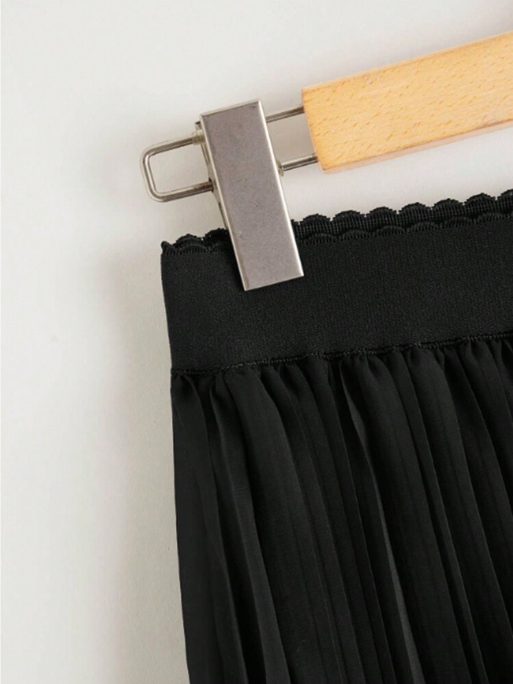 SHEIN Unity Falda de cintura elástica con fruncido unicolor - Negro - Añade 3