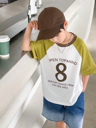 zosee Tshirty i Kamizelki dla Chłopców Kolorowe bloki Litera Casual