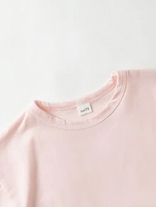 Bebé niña Camiseta unicolor bajo con abertura - Rosa Pálido - Ver 4