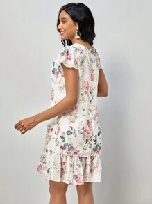 SHEIN Clasi Floral Print Ruffle Hem Dress - Multicolor - View 2