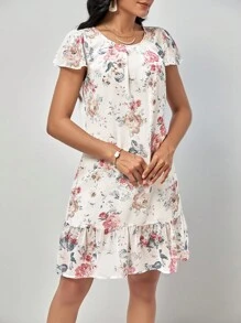 SHEIN Clasi Floral Print Ruffle Hem Dress - Multicolor - View 5