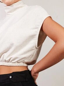 SHE(IN) BRASIL 後鎖孔蝙蝠袖短款T恤 - 米色 - 查看 3