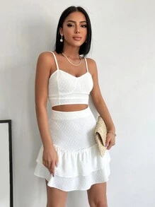 EURMUSE Punkten, Crop Cami Top mit & Rock mit