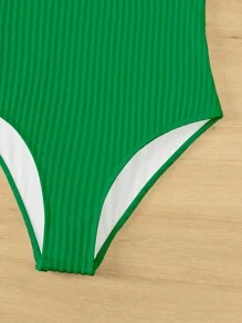 夏季纯色前开襟连体泳衣