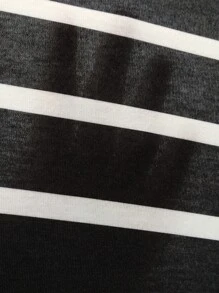 SHEIN LUNE Striped Twist Front Split Thigh Dress - Black and White - View 7