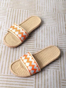 Women's Indoor Linen Slippers For Home - Orange - View 4