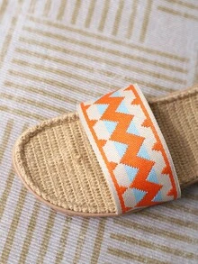 Women's Indoor Linen Slippers For Home - Orange - View 5