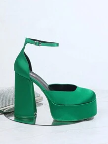 Giày cao gót Nữ Khóa màu trơn Dây đeo mắt cá chân Hấp dẫn - màu xanh lá - Xem 4