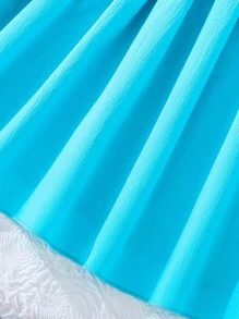 Girls Contrast Collar Ruffle Hem Dress - Blue - View 6