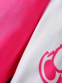 SHEIN Tween Girl Bear Print Two Tone Joggers