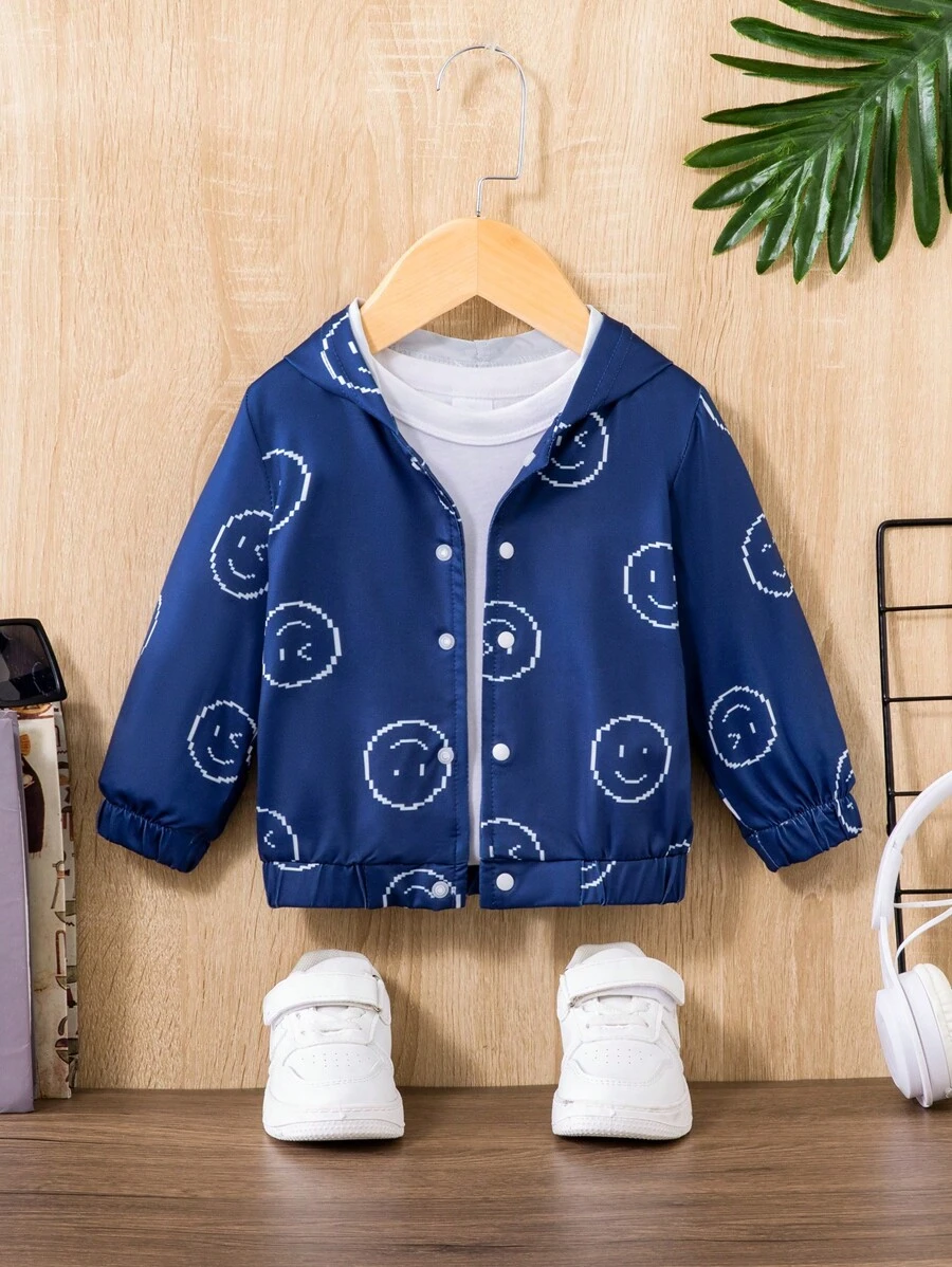 Em bé Jackets Nút phía trước Hoạt hình - Màu xanh hải quân - Xem 1