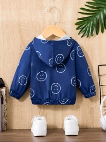 Em bé Jackets Nút phía trước Hoạt hình - Màu xanh hải quân - Xem 2