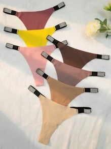 7入組字母圖案膠帶丁字褲 - 彩色 - 查看 1