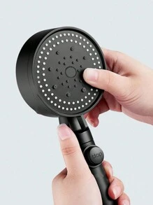 1个高压花洒头，多功能手持花洒，5种模式，360°可调节可拆卸水力喷射花洒头，带暂停开关，全方位过滤，尺寸9.62*3.54英寸，浴室用品，浴室配件，浴室工具 - 黑色 - 查看 3