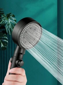 1个高压花洒头，多功能手持花洒，5种模式，360°可调节可拆卸水力喷射花洒头，带暂停开关，全方位过滤，尺寸9.62*3.54英寸，浴室用品，浴室配件，浴室工具 - 黑色 - 查看 5