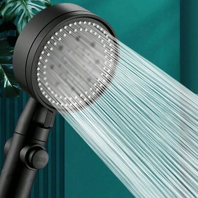 1pc High-Pressure Shower Head, Multi-Functional Hand Held Sprinkler With 5 Modes, 360°Adjustable Detachable Hydro Jet Shower Head With Pause Switch, All-Round Filter 9.62*3.54Inch Bathroom Bathroom Accessories Bathroom Tools