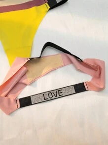 7入組字母圖案膠帶丁字褲 - 彩色 - 查看 5