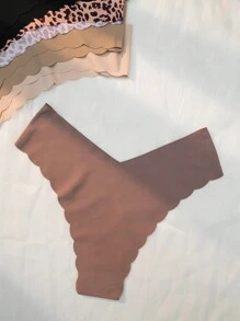 5pack Leopard Print Scallop Trim No Show Panty