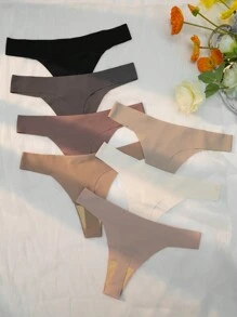 7packs Solid Simple Sexy Thongs - Multicolor - View 2