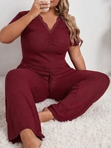 Hơn Trang trí ren Xù Bộ PJ - Màu Đỏ Sâu - Xem 1