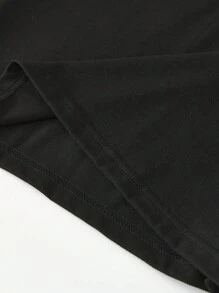 女大童蝴蝶和標語圖案落肩T恤 - 黑色 - 查看 6